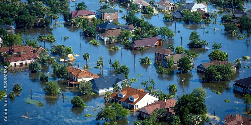 Commercial space flooded with standing water
